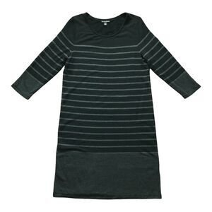 Hilary Radley Womens Dress size M Medium Black Gray Striped Stretch Sweater Soft